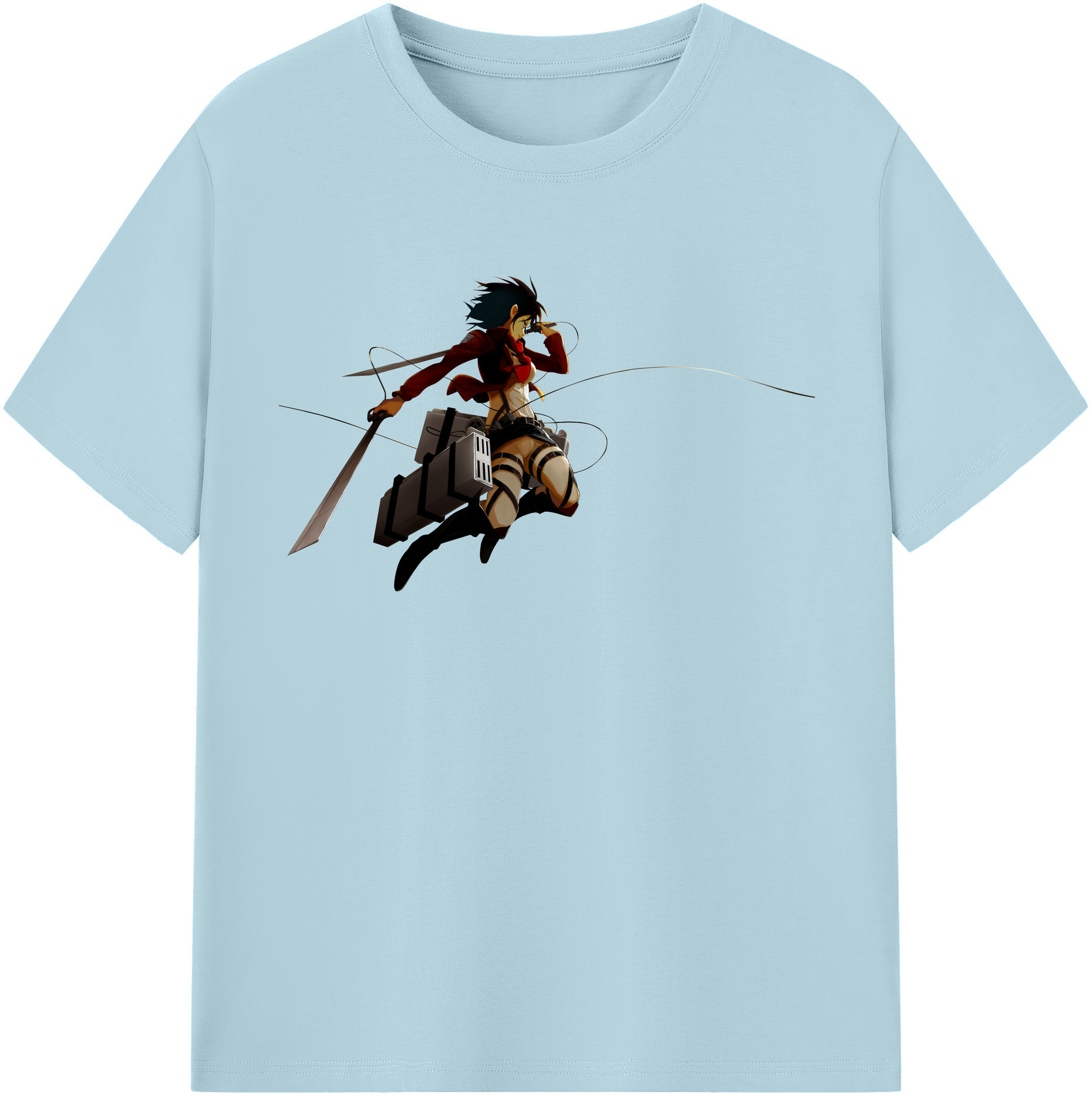 （画像用） 進撃の巨人 ミカサ·アッカーマン Attack on Titan Mikasa Ackerman 綿100％半袖Tシャツ（フロントプリント）
